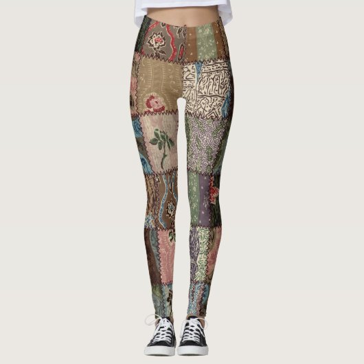 Land patchwork quilt, 3D textuur. Leggings (Voorkant)