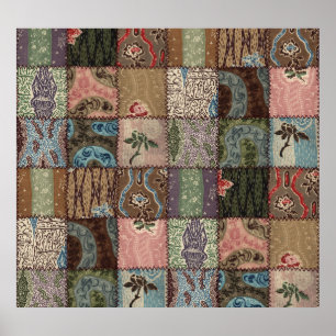 Land patchwork quilt, 3D textuur. Poster