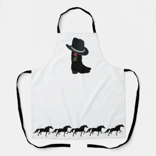 Land Pet, Boots & Horses op White Apron Schort