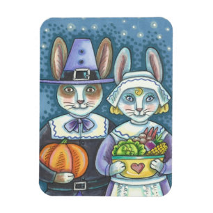 LAND PILGRIMS, THANKSGIVING BUNNY RABBIT MAGNET MAGNEET