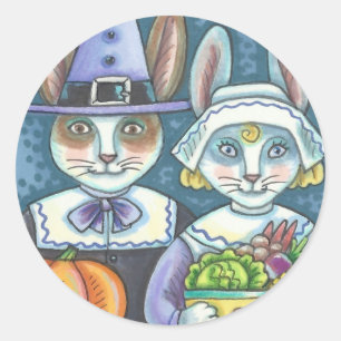 LAND PILGRIMS, THANKSGIVING RABBIT STICKERS RAND