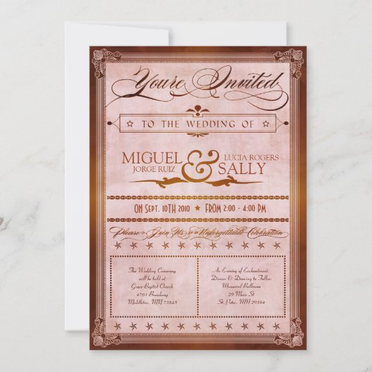 land Poster Style Wedding Uitnodiging (Voorkant)