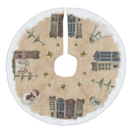 Land Primitief dorp en Snowmen Imitatie Linnen Kerstboom Kleed