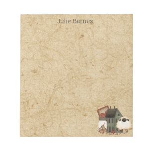 Land Primitief Folk Art Green Saltbox Home Notitieblok