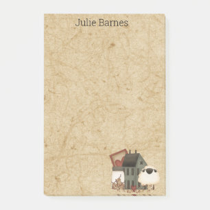 Land Primitief Folk Art Green Saltbox Home Post-it® Notes