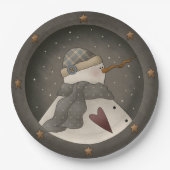 Land Primitief Snowman Papieren Bordje (Voorkant)