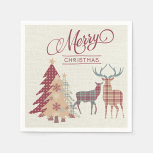 Land Pset Merry Kerstdeer, Trees Napkins Servet