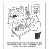 Land Pub Lunch Cartoon. Sticker (Voorkant)