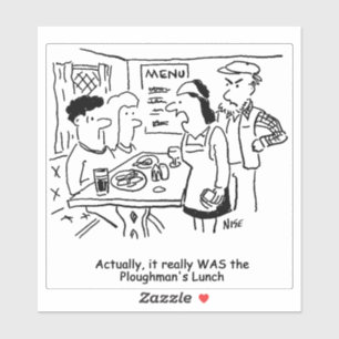 Land Pub Plowman's Lunch Cartoon. Sticker