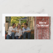 land Red Barn Wood Foto met Kerstmis Kaart (Voorkant / Achterkant)