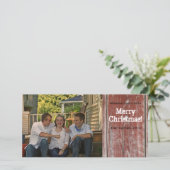 land Red Barn Wood Foto met Kerstmis Kaart (Staand voorkant)