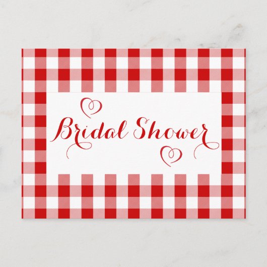 Land Red Gingham Pset Rustic Vrijgezellenfeest Uitnodiging Briefkaart (Voorkant)