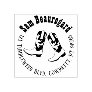 Land Return Address Stamp Line Dancing Boots Rubberstempel