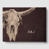 Land Rodeo Westerne bruine stier schedel Gastenboek (Achterkant)