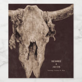 Land Rodeo Westerne bruine stier schedel Wijn Etiket (Enkel label)
