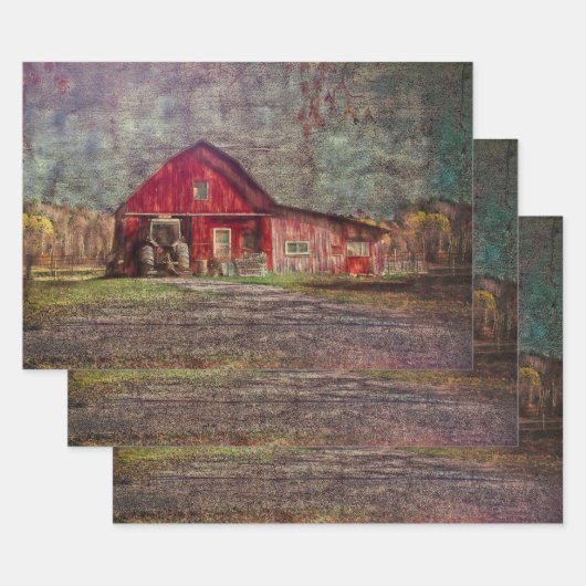  land Roestland oude rode textuur Barn Inpakpapier Vel (Set)