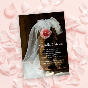 Land Roos Cowboy Boots Western Save the Date Kaart