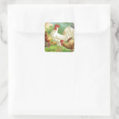  Land Rooster en kippen Vierkante Sticker (Tas)