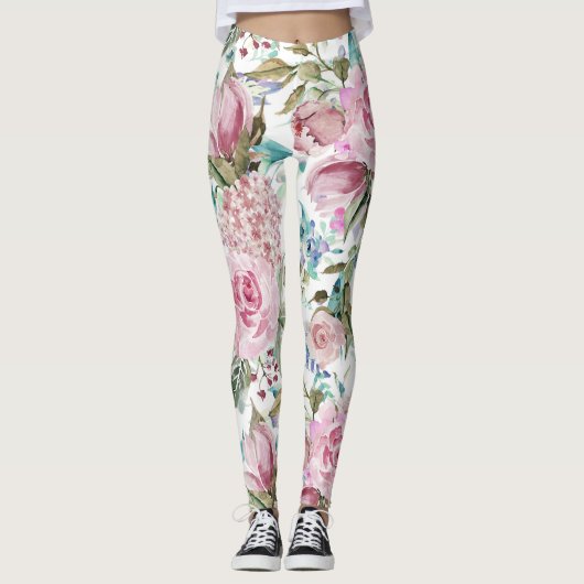 land Roze Blauwgroen lavendel Leggings (Voorkant)