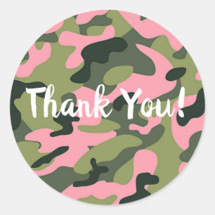 Land Roze Groen Army Camo Camouflage Verjaardag Ronde Sticker