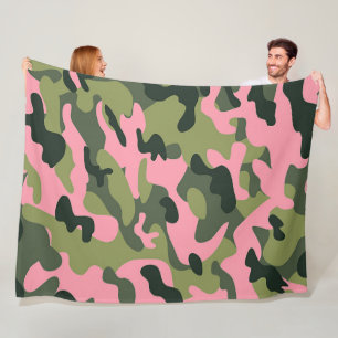 Land Roze Groen Leger Camo Camouflage Patroon Fleece Deken