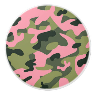 Land Roze Groene Leger Camo Camouflage Patroon Keramische Knop