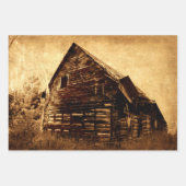 Land Rustic Barn  Brown Sepia Texture Inpakpapier Vel (Voorkant 2)