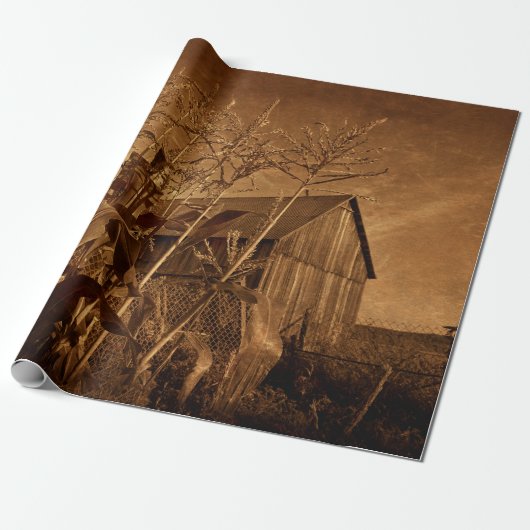 Land Rustic Barn  bruin Boerderij Textuur Cadeaupapier (Uitgerold)