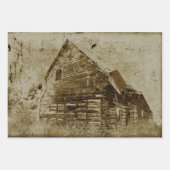 Land Rustic Barn Sepia Texture Inpakpapier Vel (Voorkant 3)