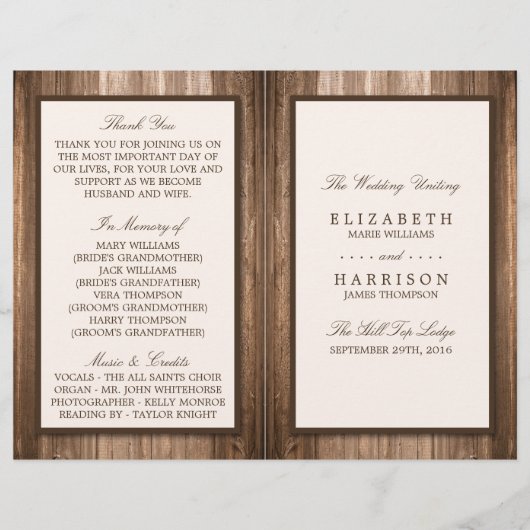 Land Rustic Brown Wood Wedding (Voorkant)