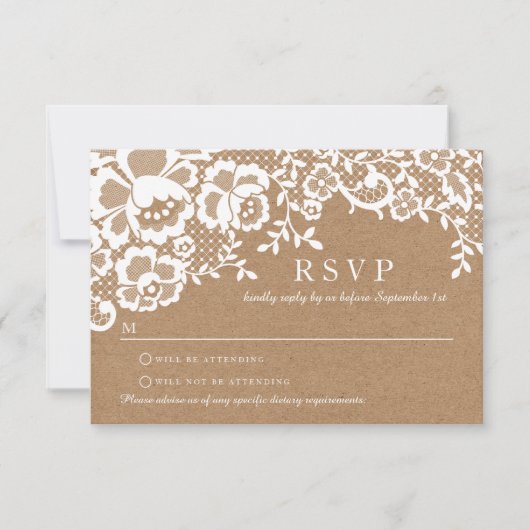 Land Rustic Lace Wedding RSVP (Voorkant)