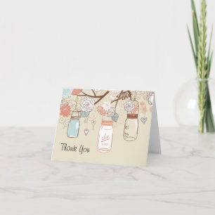 Land Rustic Mason Jar Hartelijk dank voor blauwe r Bedankkaart