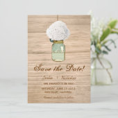 Land Rustic Mason Jar Hydrangea behalve datum Save The Date (Staand voorkant)