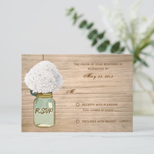 Land Rustic Mason Jar Hydrangea RSVP (Staand voorkant)