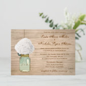 Land Rustic Mason Jar Hydrangea Wedding Kaart (Staand voorkant)
