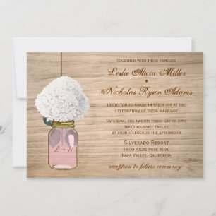 Land Rustic Mason Jar Hydrangea Wedding Kaart