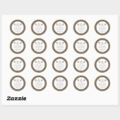 Land Rustic Monogram Branch & Burlap Wedding Ronde Sticker (Vel)