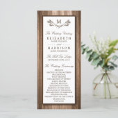 Land Rustic Monogram Branch & Wood Weddenschap Programma (Staand voorkant)