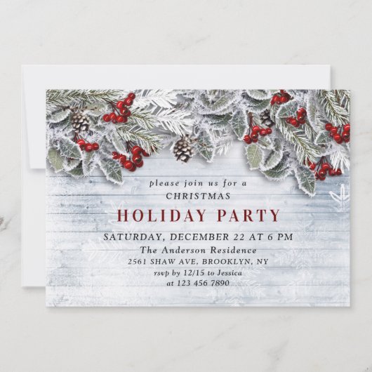 Land Rustic Pine Cones Branch kerstparty Kaart (Voorkant)