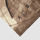 Land Rustic Sepia Barn  textuur Tissuepapier (Detail)