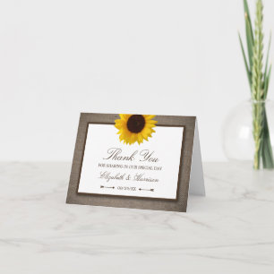 Land Rustic Sunflower & Burlap Wedding Bedankkaart