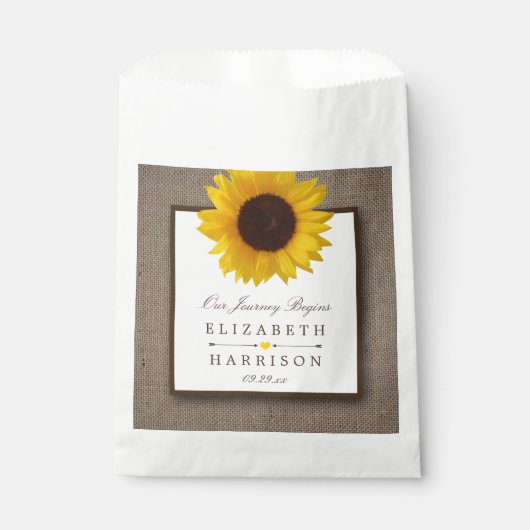 Land Rustic Sunflower & Burlap Wedding Bedankzakje (Voorkant)