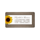 Land Rustic Sunflower & Burlap Wedding Etiket (Voorkant)