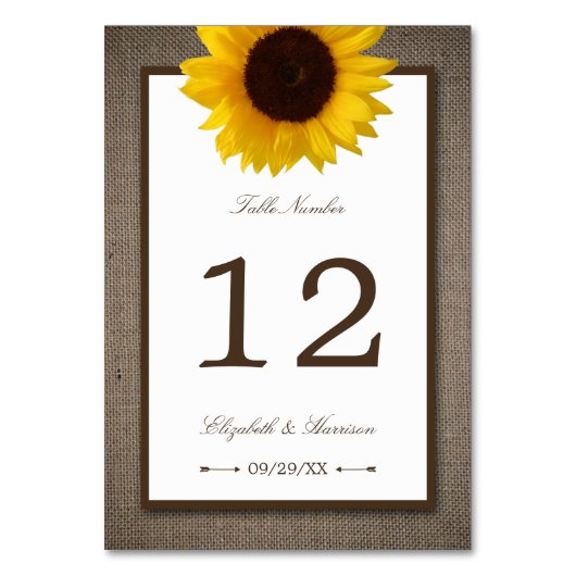 Land Rustic Sunflower & Burlap Wedding Kaart (Voorkant)