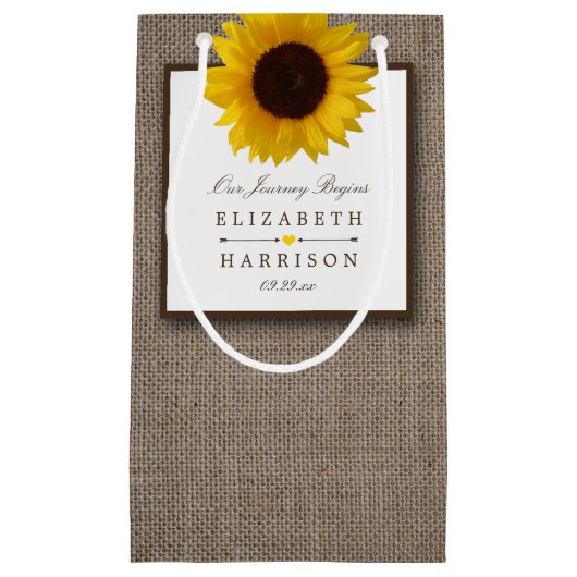 Land Rustic Sunflower & Burlap Wedding Klein Cadeauzakje (Voorkant)