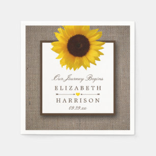 Land Rustic Sunflower & Burlap Wedding Servet