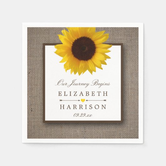 Land Rustic Sunflower & Burlap Wedding Servet (Voorkant)