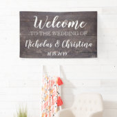 Land Rustic Welcome Wedding Banner Wood (Insitu)