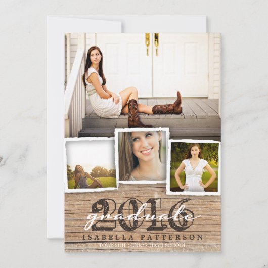 Land Rustic Wood Afstuderen 2016 Uitnodiging (Voorkant)