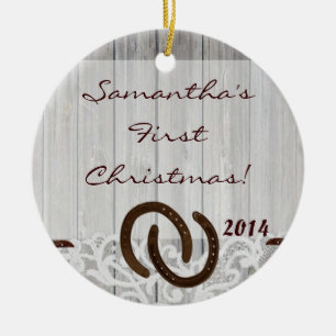 Land Rustic Wood Gepersonaliseerde naam Keramisch Ornament